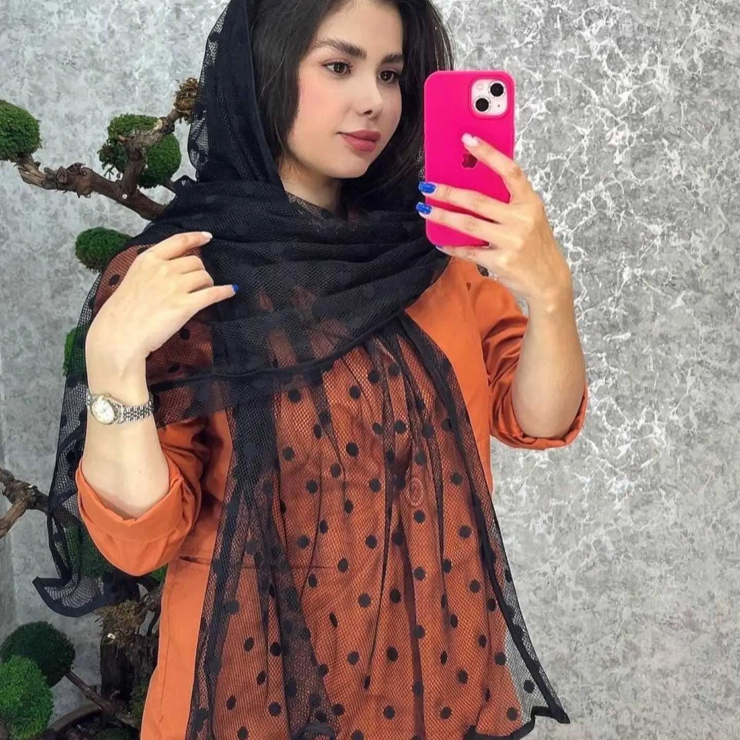 شال توری خالخال مخملی دورگان دوزی شده کپی