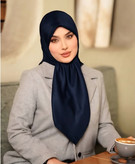 روسری ساتن ابریشم سورمه ای قواره ۹۵