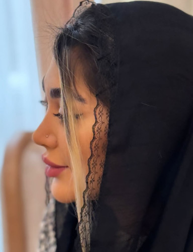 شال مشکی نخ اسلپ دور دانتل